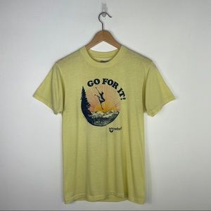 Vintage Snowbird Go For It Ski Neon Yellow Shirt